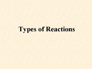 Types of Reactions Synthesis reactions combine substances Example