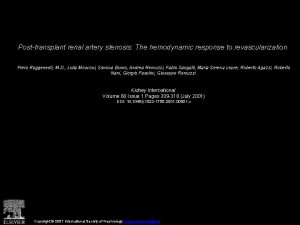 Posttransplant renal artery stenosis The hemodynamic response to