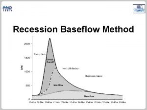 Recession Baseflow Method RECESSION BASEFLOW The recession baseflow