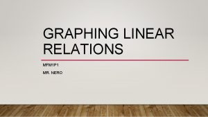 GRAPHING LINEAR RELATIONS MFM 1 P 1 MR