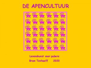 DE APENCULTUUR Levenskunst voor pubers Bram Tenhaeff 2020