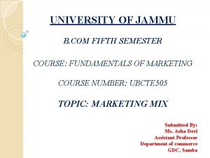 UNIVERSITY OF JAMMU B COM FIFTH SEMESTER COURSE