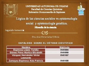 UNIVERSIDAD AUTONOMA DE CHIAPAS Facultad de Ciencias Qumicas