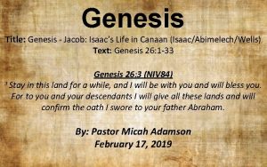 Genesis Title Genesis Jacob Isaacs Life in Canaan