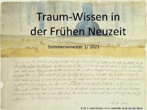 TraumWissen in der Frhen Neuzeit Sommersemester 1 2021