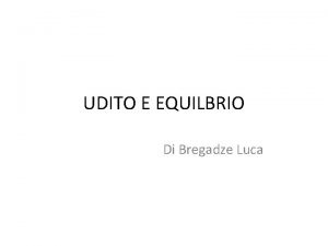 UDITO E EQUILBRIO Di Bregadze Luca ORECCHIO L