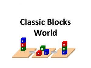 Classic Blocks World Classic Blocks World Well look