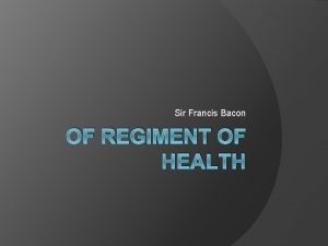 Of regiment of health summary