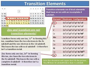 Transition Elements Transition elements are d block elements