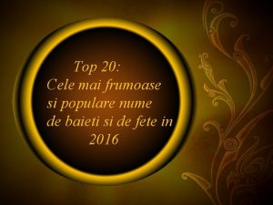 Top 20 Cele mai frumoase si populare nume