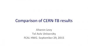 Comparison of CERNTB results Aharon Levy Tel Aviv