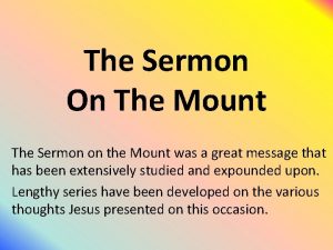 The Sermon On The Mount The Sermon on
