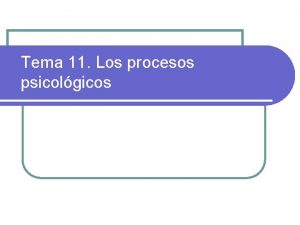 Tema 11 Los procesos psicolgicos 1 EL APRENDIZAJE