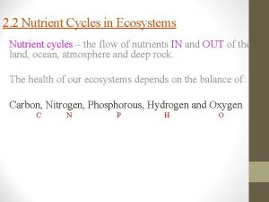 2 2 Nutrient Cycles in Ecosystems Nutrient cycles