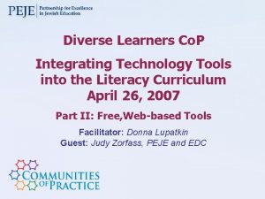 Diverse Learners Co P Integrating Technology Tools into