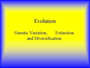 Evolution Genetic Variation Extinction and Diversification Overview Genetic