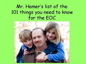 Mr Hamers list of the 101 things you