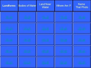 Landforms Bodies of Water Land Near Water Where