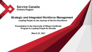 Service Canada Ontario Region Strategic and Integrated Workforce