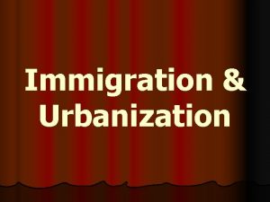 Immigration Urbanization Immigration 1870 1910 20 million immigrants