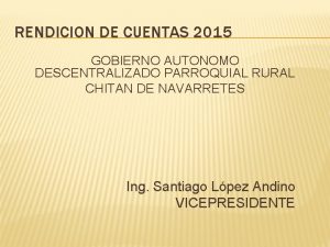 RENDICION DE CUENTAS 2015 GOBIERNO AUTONOMO DESCENTRALIZADO PARROQUIAL