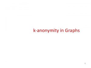 kanonymity in Graphs 1 Publishing Social Graphs Methods