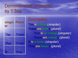 Demonstrative pronouns by S rez singul Plural ar