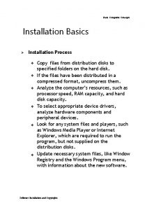 Basic Computer Concepts Installation Basics Installation Process v