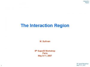 Interaction Region The Interaction Region M Sullivan 5