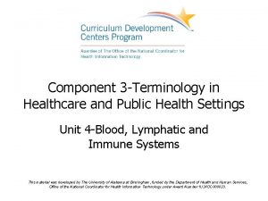 Component 3 Terminology in Healthcare and Public Health