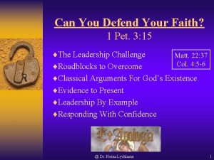 Can You Defend Your Faith 1 Pet 3