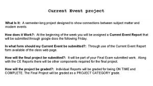 Current Event project What Is It A semesterlong