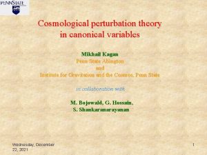 Cosmological perturbation theory in canonical variables Mikhail Kagan