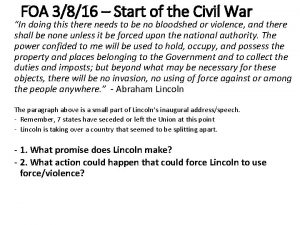 FOA 3816 Start of the Civil War In