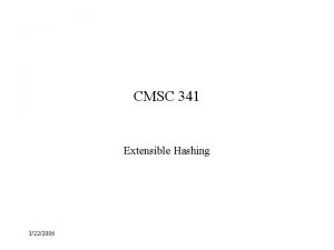 CMSC 341 Extensible Hashing 3222006 Motivations Another way