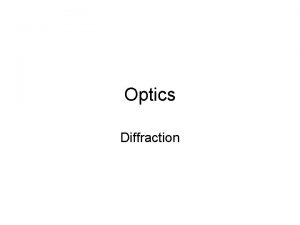 Optics Diffraction Diffraction of Light We classically think