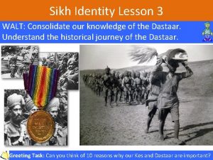 Sikh Identity Lesson 3 WALT Consolidate our knowledge