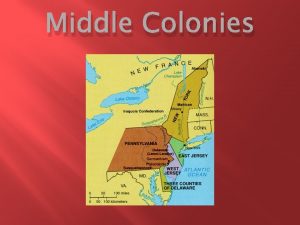 Middle Colonies Originally NEW YORK settled as Dutch