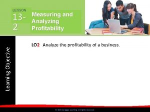 LESSON Learning Objective 132 Measuring and Analyzing Profitability