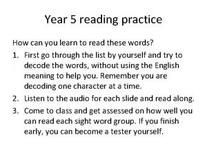 Year 5 reading practice How can you learn