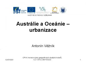 Austrlie a Ocenie urbanizace Antonn Vnk 12272021 OPVK
