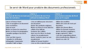 Se servir de Word pour produire des documents