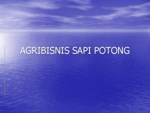 AGRIBISNIS SAPI POTONG PENGERTIAN SISTEM AGRIBISNIS FAKTOR PENDUKUNG