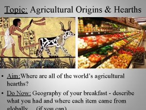 Topic Agricultural Origins Hearths Aim Where all of