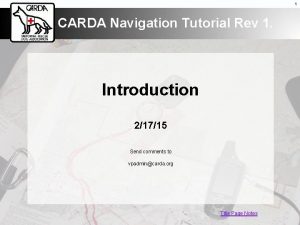 1 CARDA Navigation Tutorial Rev 1 Introduction 21715