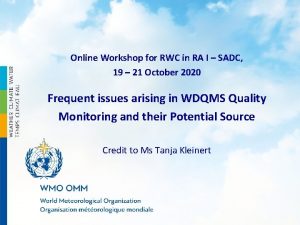 Online Workshop for RWC in RA I SADC