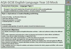 AQA GCSE English Language Year 10 Mock Assessment