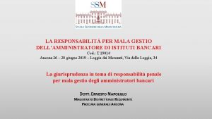 LA RESPONSABILIT PER MALA GESTIO DELLAMMINISTRATORE DI ISTITUTI