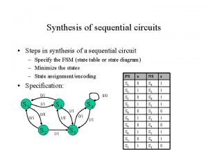 Synthesis of sequential circuits Steps in synthesis of