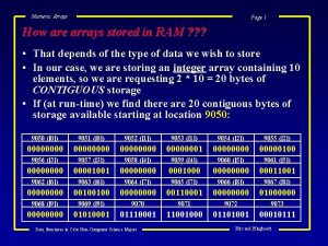 Numeric Arrays Page 1 How are arrays stored